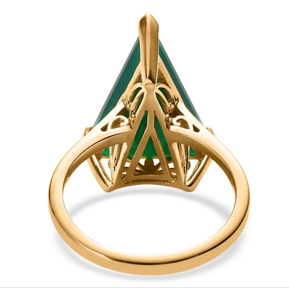 7.00ctw Verde Onyx Solitaire Ring In Vermeil YG Over Sterling Silver - Picture 6 of 7